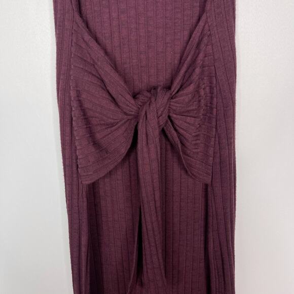 Michael Stars XSmall Purple Plum Solana Ribbed Maxi Dress Sleeveless Tie Waist - Picture 4 of 11